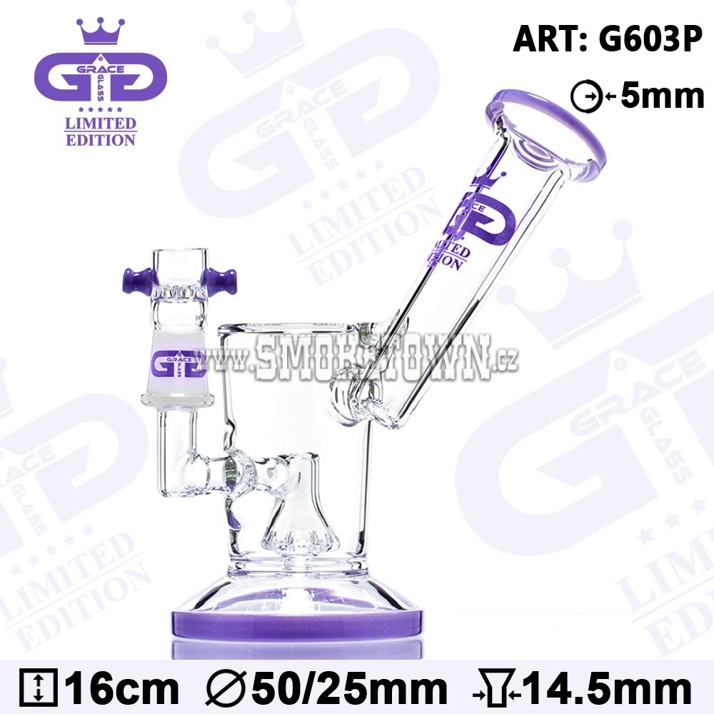 Grace Glass LIMITED EDITION Saxo Bubbler Glass Bong Purple 16cm