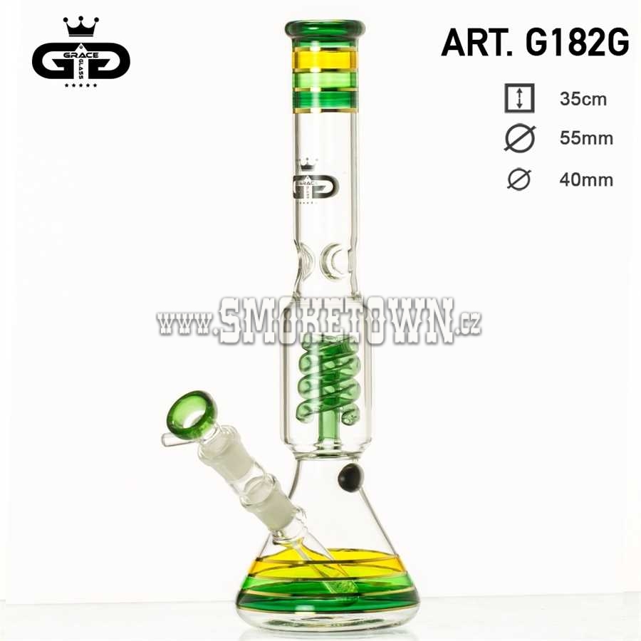 Grace Glass Icebong Spiral Percolator Green 35cm