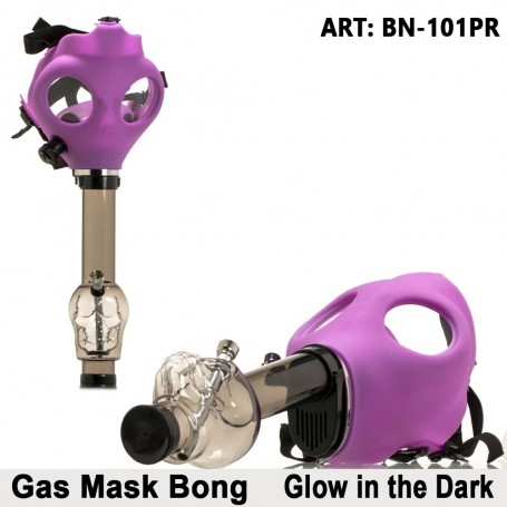 Gas Mask Bong Flask Shape Purple