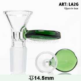 Grace Glass Glass Bowl with a green handle SG14