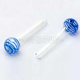 Glass Oil Pipe Stripe Blue 10cm