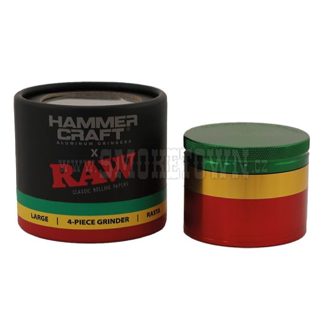 RAW Hammer Craft Grinder Rasta 4 Parts 60mm