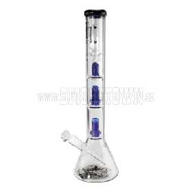 Black Leaf Beaker Ice Bong 2x Ufo Percolator Blue