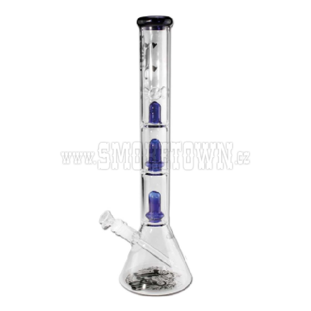 Black Leaf Beaker Ice Bong 2x Ufo Percolator Blue