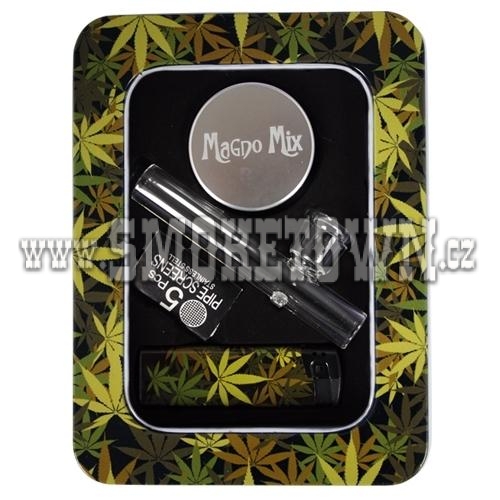 Giftset with 2Part Magno Mix Grinder and Lighter Glass Pipe